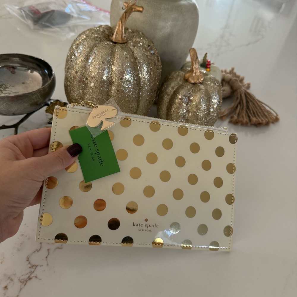 Kate Spade Gold Dots Pencil Case / or used for Makeup Bag, Change Purse - NWT - Picture 5 of 9
